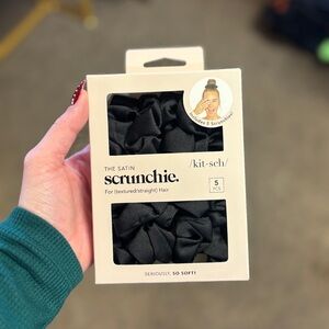 NWT Black 5 Piece Bundle Of Satin Sleep Scrunchies